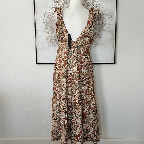 New House of Harlow Earth Tone Tie Strap Dress Size M - Picture 5 of 9